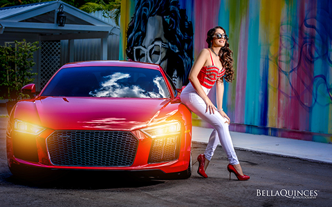 bella-quinces-villa-blanca-grafitty-picture-quinceanera-with-red-car